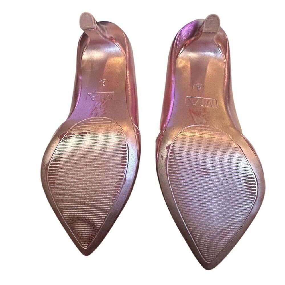 Metallic Pink Pointed-Toe High Heels - Picture 9 of 13